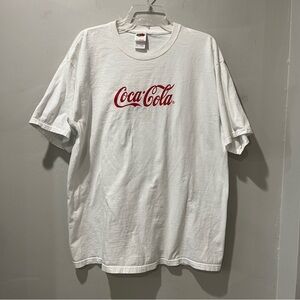 Vintage COKE Coca-Cola Soda Short Sleeve T Shirt White Size XL Made In USA